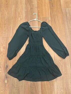 altar'd state dark green dress Altard State Green Scallop Edge Fit Flare Dress